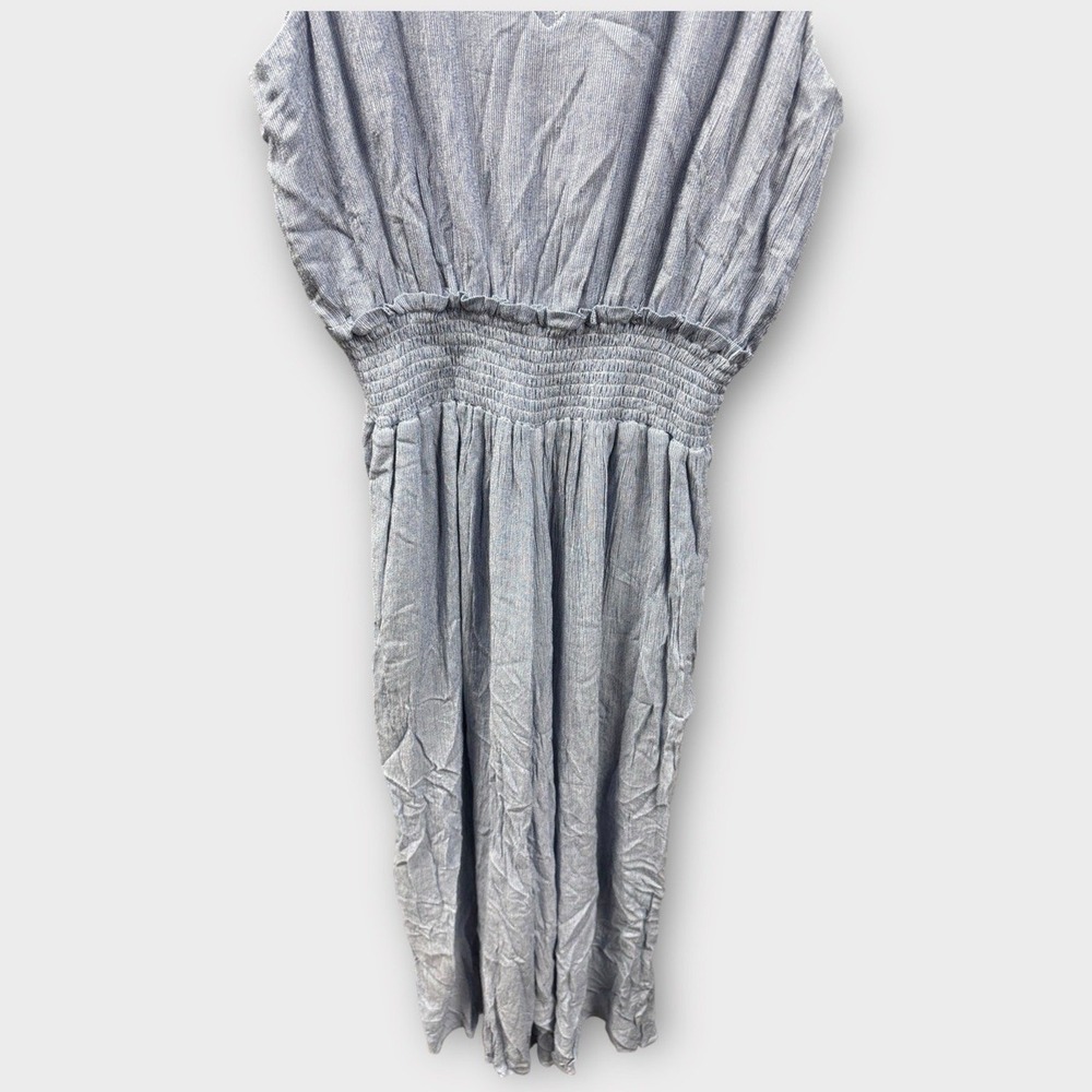 NWT Premise L Soothing Sea Blue Sleeveless Smocked Wide Leg Jumpsuit - Picture 4 of 9